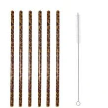 10/6 Ống hút nhựa in họa tiết da báo Ống hút nhựa in hình động vật theo chủ đề và cọ vệ sinh để uống sinh nhật Động vật làm quà tặng tiệc sinh nhật - Nhiều màu - Xem 12