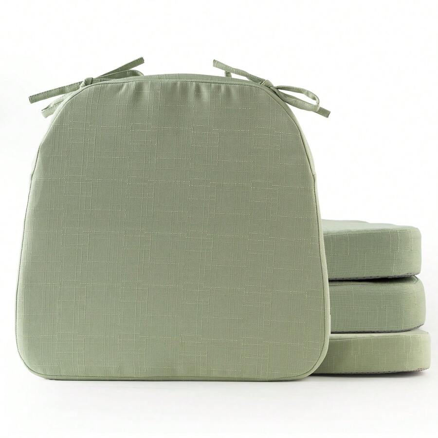 Cojín de silla con lazos para sillas de comedor, almohadilla antideslizante para silla de cocina y cojín para asiento de comedor con funda lavable a máquina, 16" x 16" x 2" - Verde salvia - Ver 1