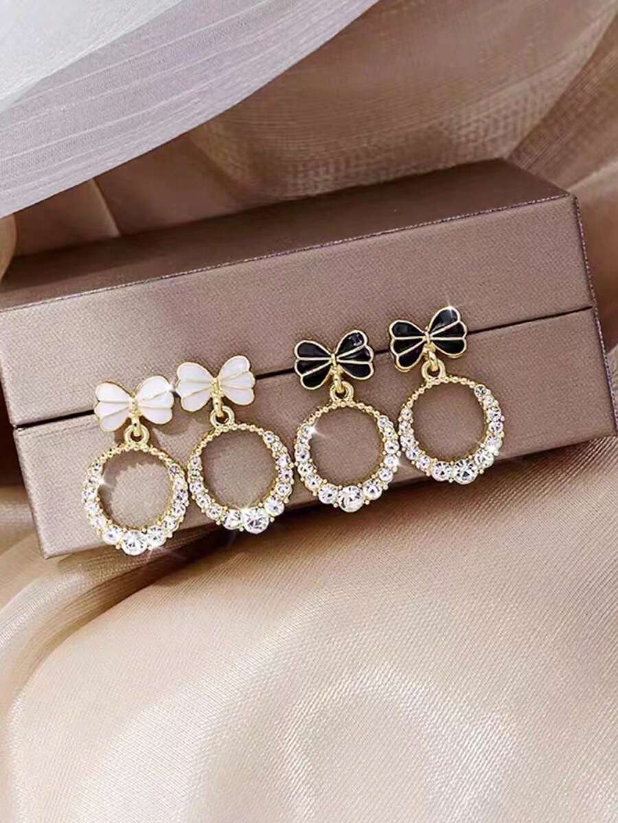 1 对简约优雅蝴蝶结耳环，时尚百搭的设计 - 蝴蝶型 - 查看 1