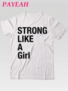 PAYEAH Strong Like A Girl T-Shirt (Single Piece) 100% Cotton 220g Heavy Cotton T Shirt - 白色 - 查看 1