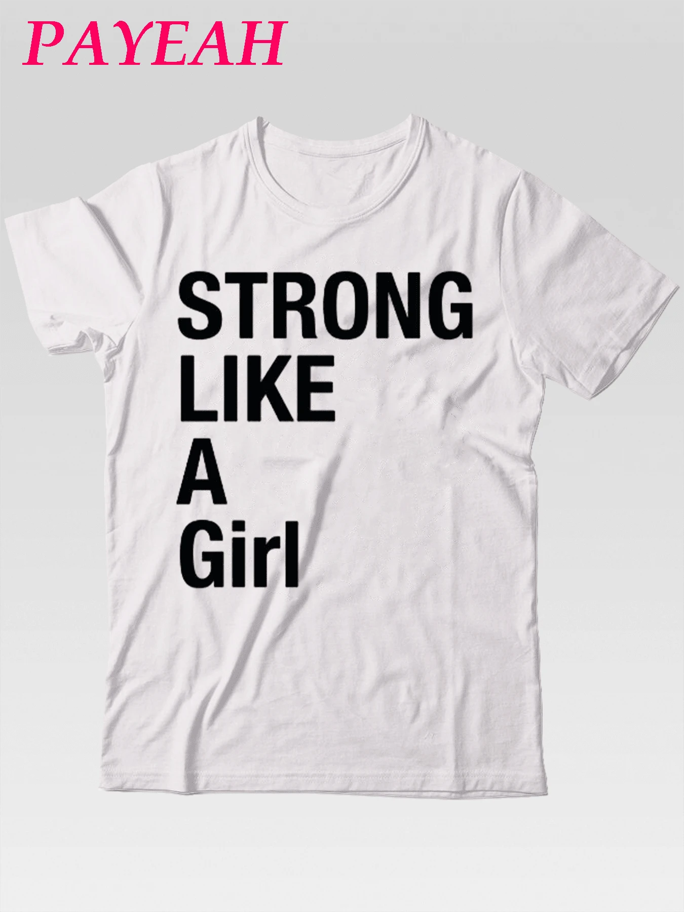 PAYEAH Strong Like A Girl T-Shirt (Single Piece) 100% Cotton 220g Heavy Cotton T Shirt - 白色 - 查看 1