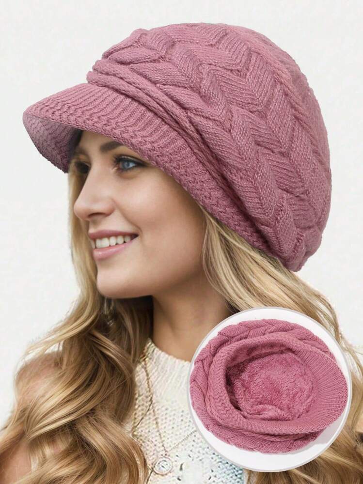 1pc Women's Knitted Beret Hat, Vintage Solid Color Knitted Beanie, Lightweight Warm Crochet Winter Hat, Daily Wear Thermal Lined Thickened - Multicolor - View 15