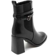 Ankle Boots With A Wide Heel And Gold Strap – Bold Style And Everyday Comfort - Black - View 5