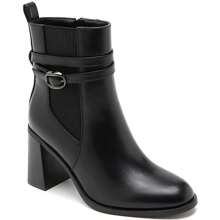 Ankle Boots With A Wide Heel And Gold Strap – Bold Style And Everyday Comfort - Black - View 2