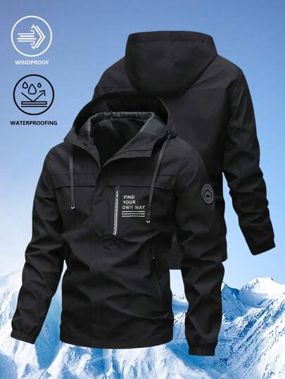 1 pieza Cazadora cortavientos para hombre para uso en exteriores, chaqueta deportiva impermeable para primavera y otoño