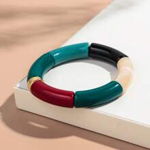 1pc Fashionable Leopard Print Acrylic Curved Adjustable Bracelet, Suitable For Women's Daily Wear - Geometric - View 29