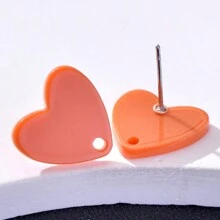 20pcs Colorful Acrylic Heart Shaped Earring Studs For Women, Jewelry DIY Accessories Valentines