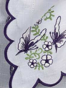 Round Placemat With Napkins, Various Pieces Embroidered With Fabric - 蝴蝶 - 查看 2