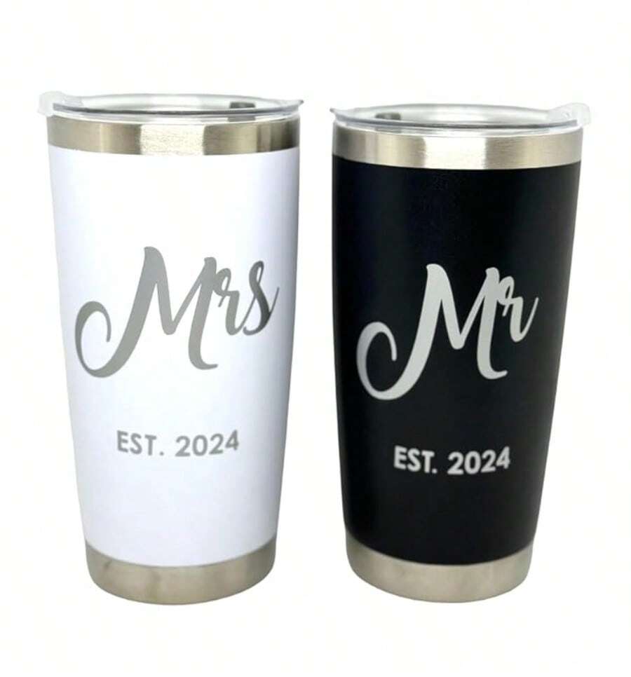 Wedding  Bride Mr Mrs Groom Bridegroom 2 Pieces - Black and White - View 1