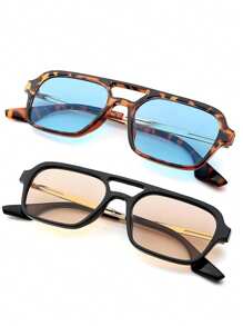 一副女士波西米亚风复古飞行员时尚眼镜，适合度假和日常佩戴，沙滩配饰，女士眼镜太阳镜基础款，秋冬季女士服装商务休闲礼物，撞色波西米亚风度假氛围，适合夏季海滩度假、户外活动和旅行 - 彩色 - 查看 30