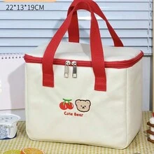 Cute Strawberry Print Insulated Lunch Bag, Compact Bento Box Bag, Tote Bag, Thermal Food Bag, Picnic Bag, Lunch Box Bag - Multicolor - View 7