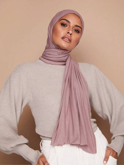 1pc Minimalist Classic Scarves,Solid Color L Silk-Like Jersey Hijab, Elegant Casual Turban,Minimalist Style Head Wrap - Suitable For Daily, Travel And Gatherings Abaya Accessories Veiled Clothes