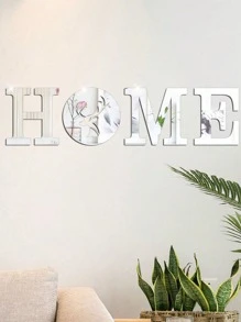 4 件亚克力镜面鹿头“家”字母装饰墙贴，镜面艺术装饰