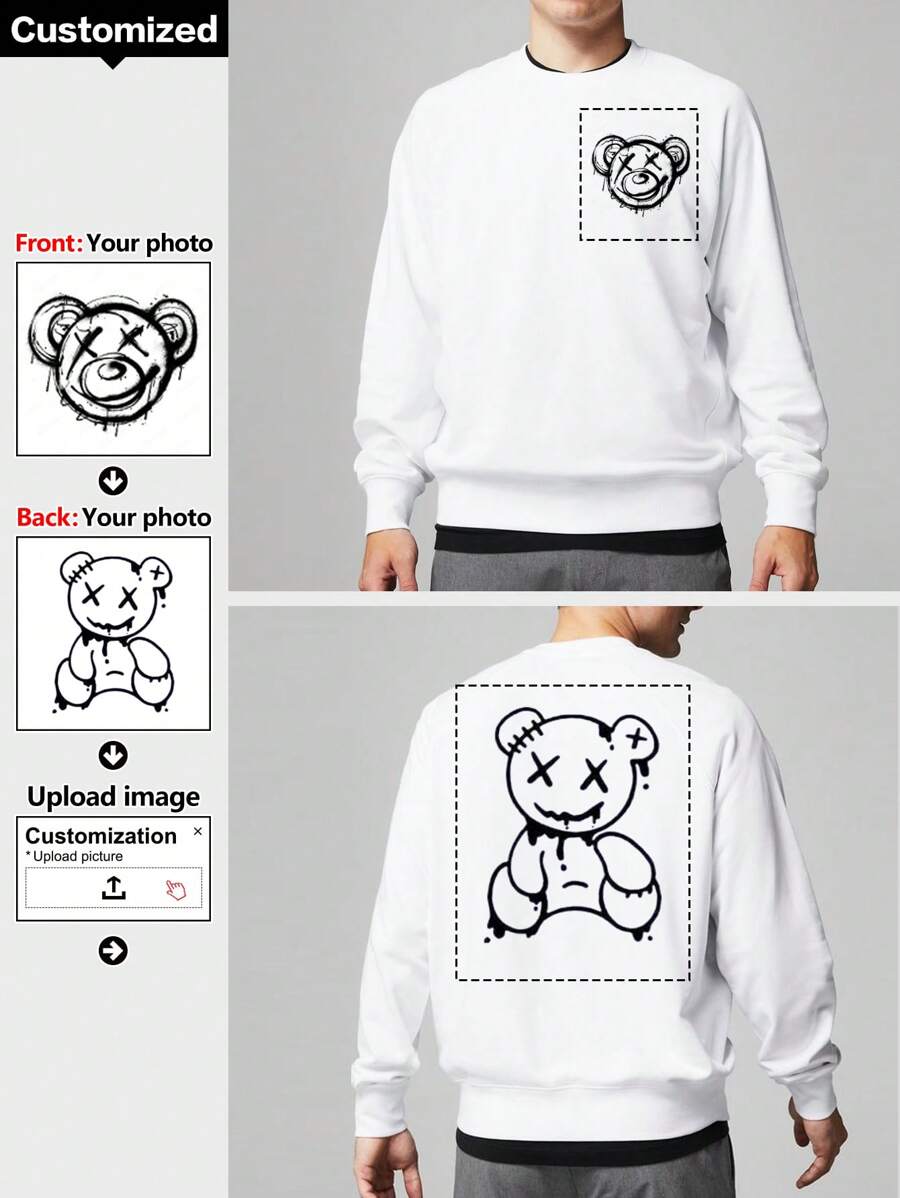Áo nỉ nam kiểu bạn trai thời trang in họa tiết cá nhân hóa, thích hợp cho tiệc tùng, cặp đôi, công sở (có thể in ảnh gia đình). Tải ảnh của riêng bạn lên để tạo ra chiếc áo nỉ cá nhân hóa độc đáo. Những món đồ độc đáo, trang phục nam, tủ đồ cơ bản, trang phục thể thao nam, phong cách đường phố/cơ bản nam, màu trắng mùa xuân. - trắng - Xem 1