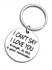 1 件男女通用不锈钢“我不能说”钥匙扣适合作为情侣礼物或包包饰品钥匙扣配件小礼物 - 銀色 - 查看 1