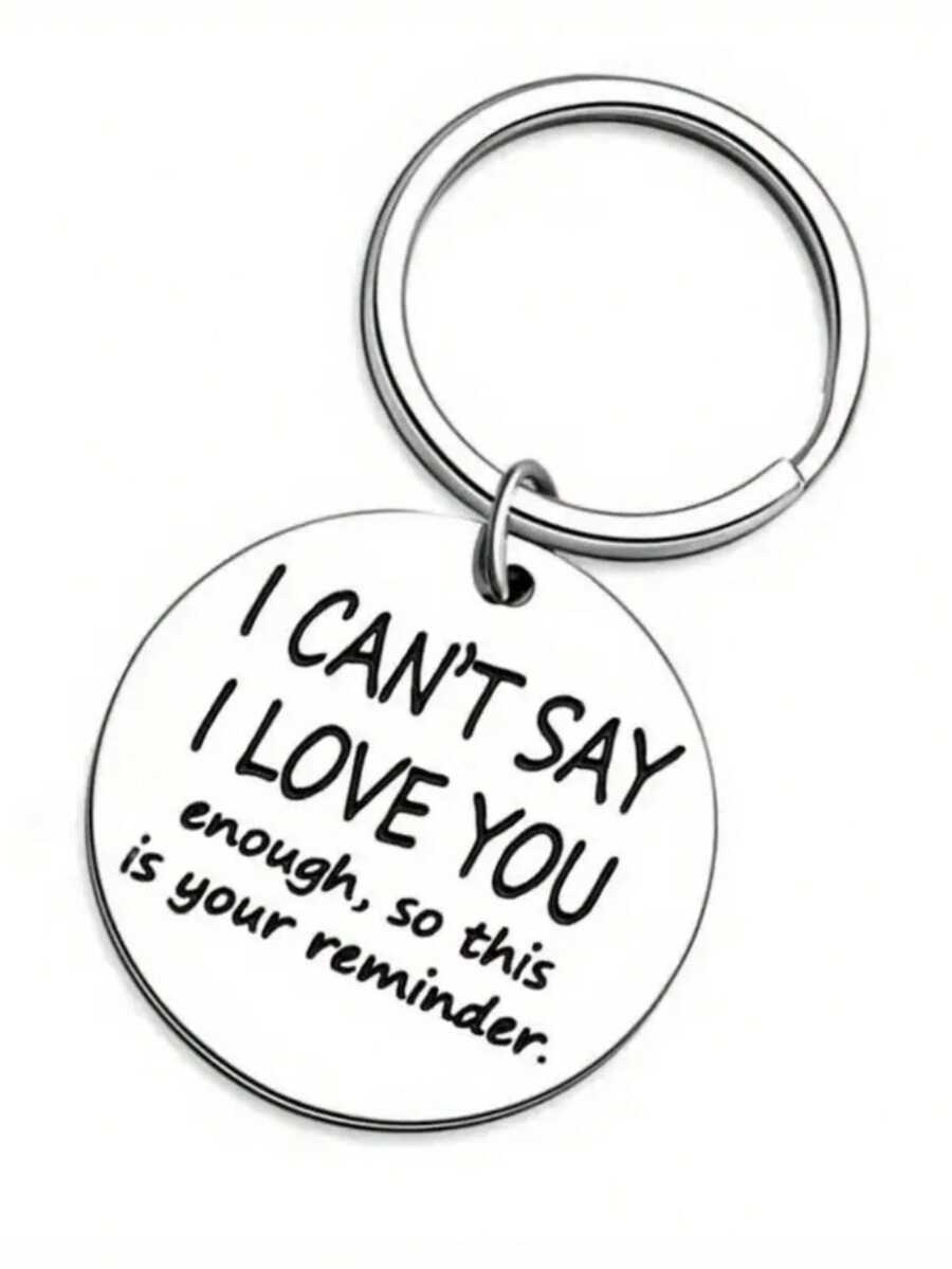 1 件男女通用不锈钢“我不能说”钥匙扣适合作为情侣礼物或包包饰品钥匙扣配件小礼物 - 銀色 - 查看 1