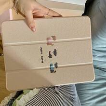 1 件可爱卡通狗与字母双面绘画亚克力透明水晶保护壳，兼容 iPad 和手机，用于睡眠/唤醒，防摔 - 彩色 - 查看 3