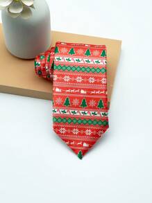 1 件男士 8 厘米圣诞树印花领带，圣诞节装饰配件 - 彩色 - 查看 7