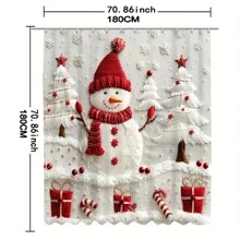 Rèm tắm phòng tắm hình người tuyết Giáng sinh, - Vải polyester dệt chống thấm nước, In kỹ thuật số, Thiết kế không dây, 12 móc - Trang trí phòng tắm hoàn chỉnh Trang trí mùa thu Phụ kiện phòng tắm Trở lại trường - Màu Hoa hồng đỏ - Xem 2