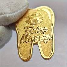 1pc Tooth Fairy Changing Teeth Golden Coins Gift Changing Teeth Collection Coins Golden-Plated Coins