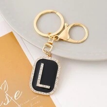 1 件定制个性化首字母钥匙扣，锌合金 26 个英文字母水钻吊坠 - 字母 - 查看 4