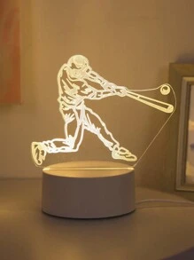 1pc Baseball Boy 3D Monochrome Acrylic Optical Illusion Night Light & Home LED Decorative Lamp, Warm Light Eye-Caring Lighting, Suitable For Bedroom, Study, Living Room And More Scenarios