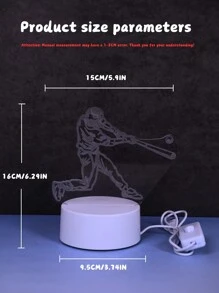 1pc Baseball Boy 3D Monochrome Acrylic Optical Illusion Night Light & Home LED Decorative Lamp, Warm Light Eye-Caring Lighting, Suitable For Bedroom, Study, Living Room And More Scenarios