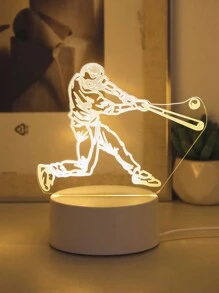 1pc Baseball Boy 3D Monochrome Acrylic Optical Illusion Night Light & Home LED Decorative Lamp, Warm Light Eye-Caring Lighting, Suitable For Bedroom, Study, Living Room And More Scenarios