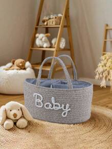 1 pieza Canasta para bebé para baby shower, búsqueda de registro de bebé, regalo de diseño de letra para bebé recién nacido, canasta de regalo de bebé de género neutro, regalo de baby shower, almacenamiento de guardería, bolsa MAMA decoración y regalos de baby shower para la familia - Multicolor - Ver 3