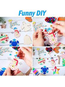 10~100 件 DIY 木制圣诞装饰品未完成木制圣诞麋鹿挂饰适用于 DIY 工艺 Xms 家庭派对装饰最佳礼物 - 彩色 - 查看 3