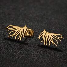 1 对波西米亚小莲花耳环黑色不锈钢植物生命之花耳钉珠宝 - 655 - 查看 4