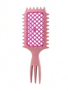 Curl Defining Brush1pc, Curl Brush For Curly Hair Styling Brush, Shaping And Defining Curls Comb For Women Men Less Pulling And Curl Separation Wheat Straw, Triple Pointed Tail Design Materials Define Curl Styling Brush1Pc - Multicolor - View 9