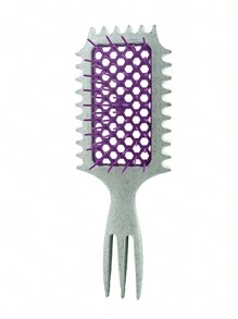 Curl Defining Brush1pc, Curl Brush For Curly Hair Styling Brush, Shaping And Defining Curls Comb For Women Men Less Pulling And Curl Separation Wheat Straw, Triple Pointed Tail Design Materials Define Curl Styling Brush1Pc - Multicolor - View 8