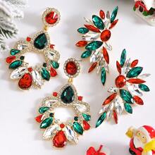 2 件水钻几何翼优雅吊坠耳环，适合女性圣诞节、日常、派对佩戴 - 聖誕耳環 - 查看 11