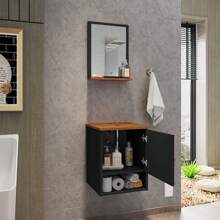 Gabinete Armário 1 Porta Banheiro com Espelho Lima