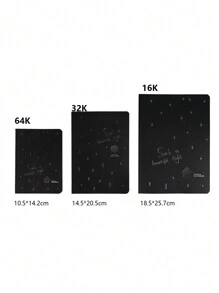 A5 纯黑色纸板笔记本，58 页空白内页黑色速写本，创意备忘本单本 - 黑色 - 查看 2