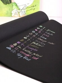 A5 纯黑色纸板笔记本，58 页空白内页黑色速写本，创意备忘本单本 - 黑色 - 查看 5