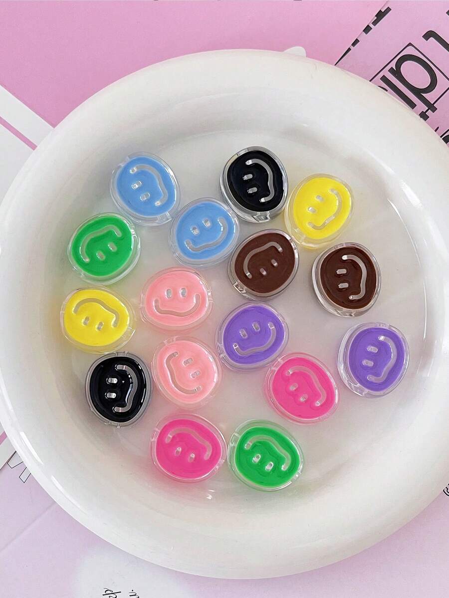 10pcs/Set Smiling Face Acrylic Beads, Suitable For DIY Jewelry Great