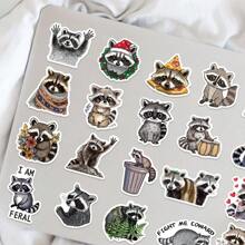 50张卡通浣熊贴纸日记本笔记本电脑行李箱滑板卡通涂鸦贴纸趣味经典礼物装饰