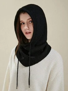 1pc Autumn/Winter Knitted Hat With Scarf, Vintage Thicken Drawstring Beanie Cap, Fashion Versatile Warm Hat & Scarf Set For Men And Women - 1pcs - View 15