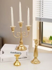 Bộ 3 chân nến kim loại kiểu Bắc Âu cổ điển, chân nến hình trụ màu đen và vàng trang nhã, thích hợp cho bữa tối dưới ánh nến, trang trí bàn ăn, trang trí đám cưới, trang trí phòng ngủ và nhà cửa. - Nhiều màu - Xem 4