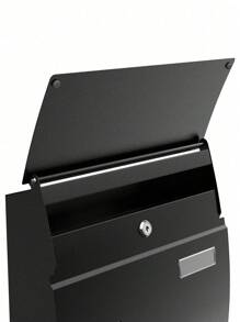 SONGMICS Mailbox, Wall-Mounted Lockable Post Letter Box With Viewing Windows, Nameplate, And Keys, Easy To Install, Black - Black - View 9