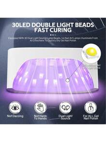 Cordless UV LED Nail Lamp With 30 Beads Rechargeable Professional Nail Dryer With 3 Timer Settings For Home And Salon Use - Xem 3