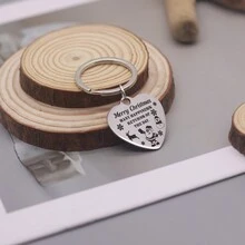 1 món quà nhỏ cho Giáng sinh và năm mới, quà tặng ngày lễ cho gia đình và bạn bè, đồ trang trí túi xách và móc chìa khóa, phụ kiện chìa khóa ô tô, móc chìa khóa khắc bằng thép không gỉ, đồ trang trí hình trái tim - Bạc - Xem 4