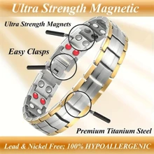 1 套磁性钛钢可调节长度手链和工具，酷炫男士珠宝礼物，适合圣诞节、周年纪念日、派对和日常佩戴 - 加寬版黑藍 - 查看 7