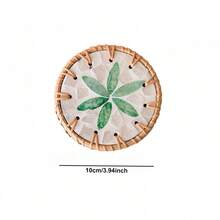 Tấm lót ly bằng gốm sứ mây chịu nhiệt, tấm lót tách trà, tấm lót bàn cà phê, tấm lót vỏ chống bỏng dệt tay - nhiều màu - Xem 5