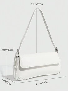 女士简约单肩包、酒红色小包、法棍包、简约单肩包、Y2K 斜挎包、手提包 - 白色 - 查看 4