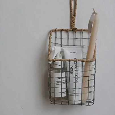 Zazumi 铁丝编织杂物收纳篮，家用壁挂式收纳篮，杂志报纸架（由于焊接工艺，铁丝上难免会有黑色痕迹），厨房，厨房配件，厨房工具，厨房收纳盒，化妆品收纳盒，婚礼用品，花卉装饰，家居用品，桌子，家居装饰，家居整理和收纳，房间装饰，卧室房间装饰