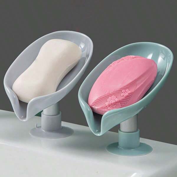 1pc Soap Dish Holder With Drainage, Leaf Shaped Soap Tray, Soap Saver, Extends Soap Lifespan, Keeps Soap Bar Dry And Easy To Clean Home Bathroom Decor Summer Back To School