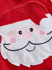 2 Stück Baby Mädchen Weihnachten lässige Romper ärmellos Weihnachtsmann Stickerei Romper mit Stirnband Kleidung Sets